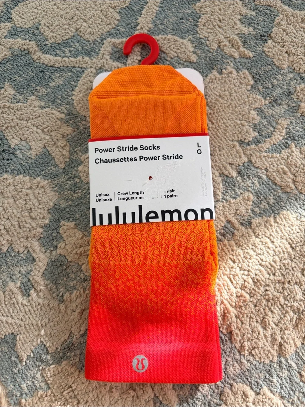 lululemon Power Stride Crew Socks - Bright Orange to Coral Blend